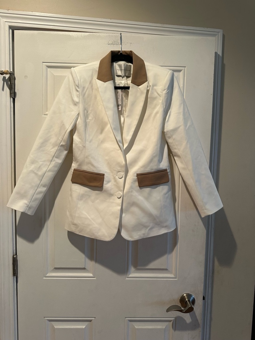 Endless Rose Cream Blazer with Brown Trim New